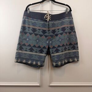 Faherty Brand Beacon Boardshorts Mens 34 Blue Southwestern Geometric MSS2207-SRT